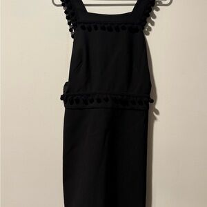 Zara Black Dress with Pom-Pom Accents